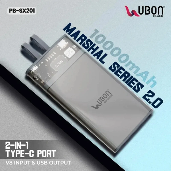 Ubon Marshal Series PB-SX201 10000 MAh Power Bank - Grey - Grey