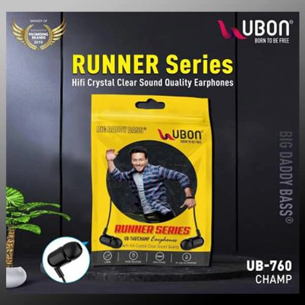 Ubon UB-760 Champ 3.5mm in-Ear Wired Earphones - Black - Black
