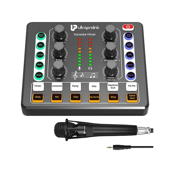 UltraProlink UM1002PRO Sing Along Karaoke Bluetooth Mixer with Karaoke Microphone - Black