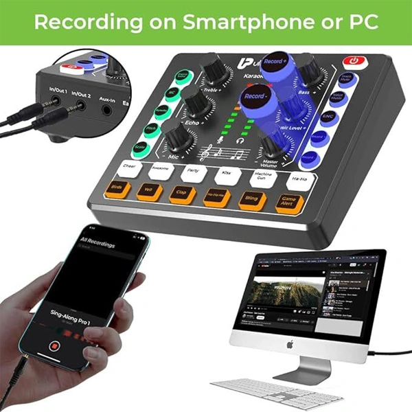 UltraProlink UM1002PRO Sing Along Karaoke Bluetooth Mixer with Karaoke Microphone - Black