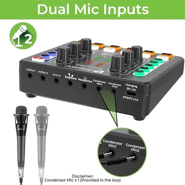 UltraProlink UM1002PRO Sing Along Karaoke Bluetooth Mixer with Karaoke Microphone - Black