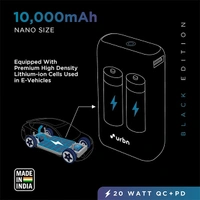 URBN 10000 mAh 20W Ultra Compact Nano Lithium_ion Power Bank - Black, Green, Purple