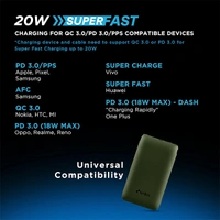 URBN 10000 mAh 20W Ultra Compact Nano Lithium_ion Power Bank - Black, Green, Purple