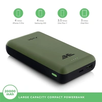 URBN 20000 mAh Lithium Polymer 22.5W Super Fast Charging Ultra Compact Power Bank - Black, Green, Purple