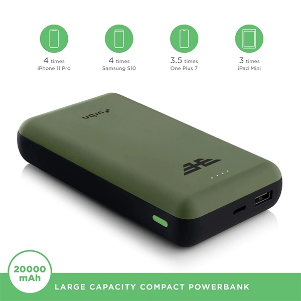 URBN 20000 mAh Lithium Polymer 22.5W Super Fast Charging Ultra Compact Power Bank - Black, Green, Purple