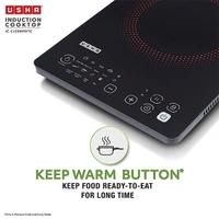 Usha Cookjoy CJ2000WTC 2000W Induction Cooktop With Touch Control - Black Orange, Light Grey Blue