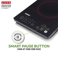 Usha Cookjoy CJ2000WTC 2000W Induction Cooktop With Touch Control - Black Orange, Light Grey Blue