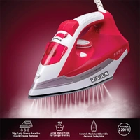 Usha Grand Jet Smart Steam Iron 2200W With Durable Ceramic Soleplate - Black Orange, Light Grey Blue
