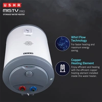 Usha Misty Pro 15 Litre 5 Star Storage Water Heater - Twinkling Grey - Twinkling Grey