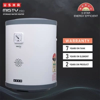 Usha Misty Pro 25 Litre 5 Star Storage Water Heater - Ivory Gold - Ivory Gold