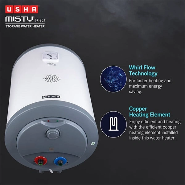 Usha Misty Pro 25 Litre 5 Star Storage Water Heater - Ivory Gold - Ivory Gold