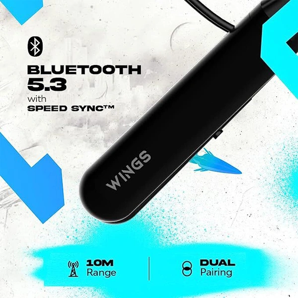 WINGS Wings Phantom 110 Neckband With ENC Mic - Black - Black