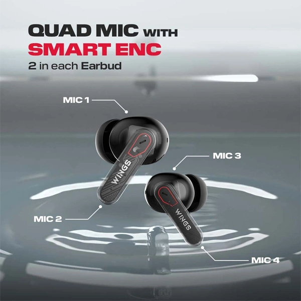 WINGS Wings Phantom 340 ANC Earbuds with Quad ENC Mic - White - White