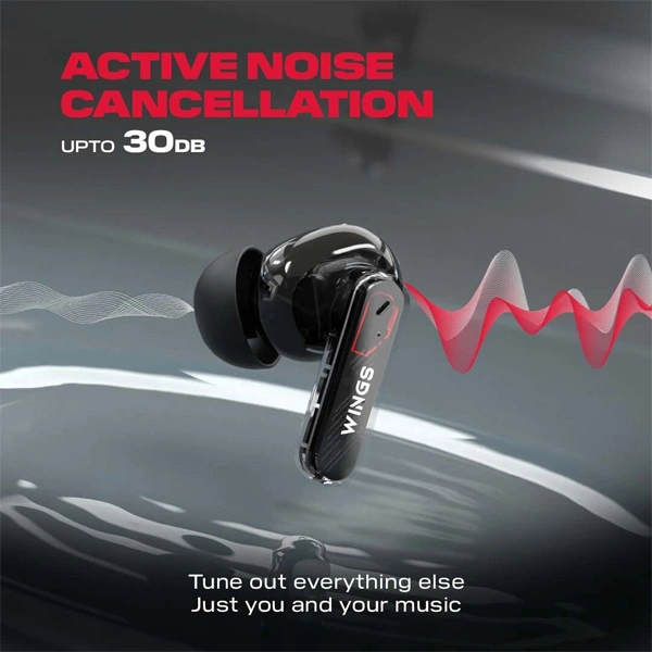 WINGS Wings Phantom 340 ANC Earbuds with Quad ENC Mic - White - White