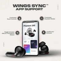 WINGS Wings Phantom 340 ANC Earbuds with Quad ENC Mic - White - White