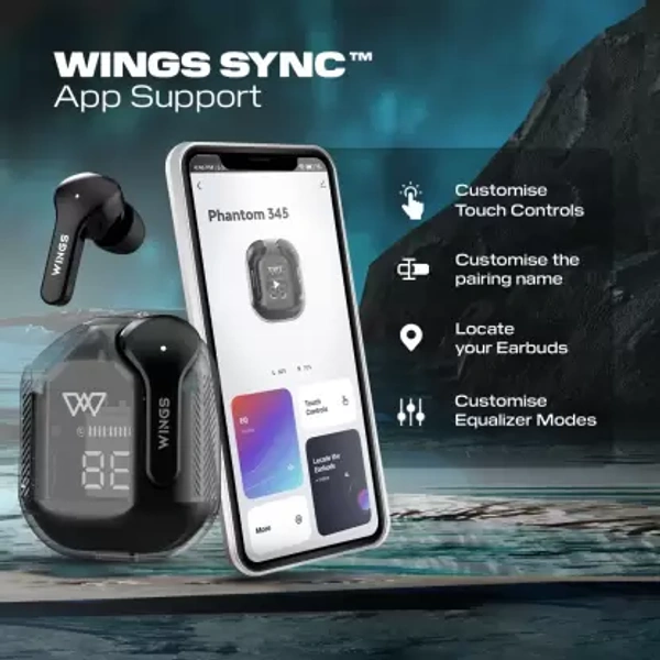 WINGS Wings Phantom 345 with Low Latency 40ms Earbuds - White - White