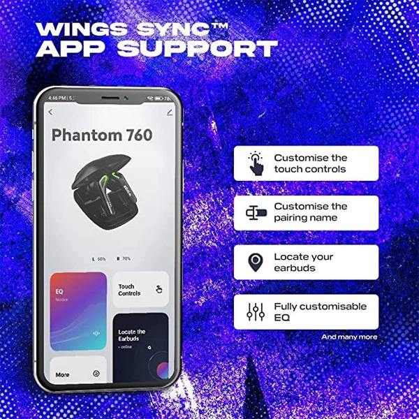 WINGS Wings Phantom 760 Earbuds With Low Latency Game mode