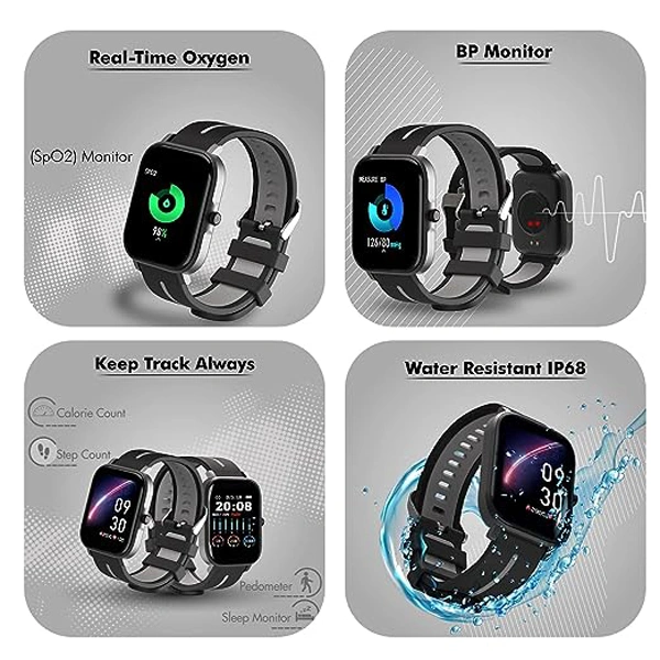 WINGS Wings Strive 200 1.69 Inch SPO2 HD Display Smartwatch