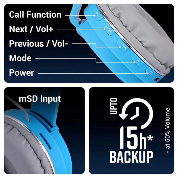 Zebronics Air One Wireless Headphone - Blue - Blue