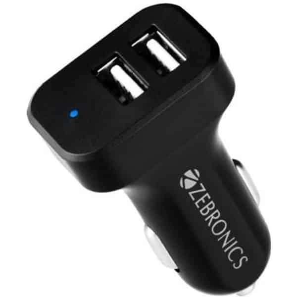 Zebronics Car Charger (ZEB-CC242A3) - Black, New
