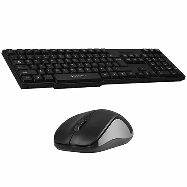 Zebronics COMPANION-107 Wireless Laptop Keyboard Mouse - Black, New