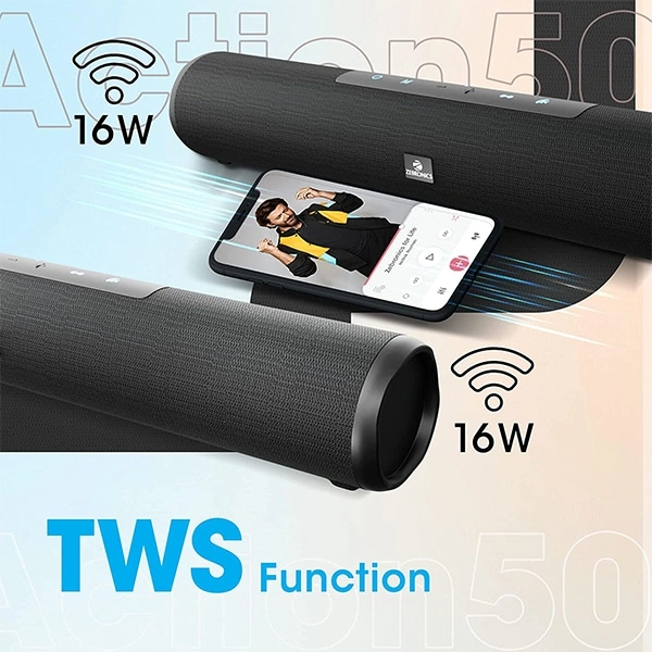 Zebronics Zeb-Action 50 Wireless Speaker TWS - Black - Black