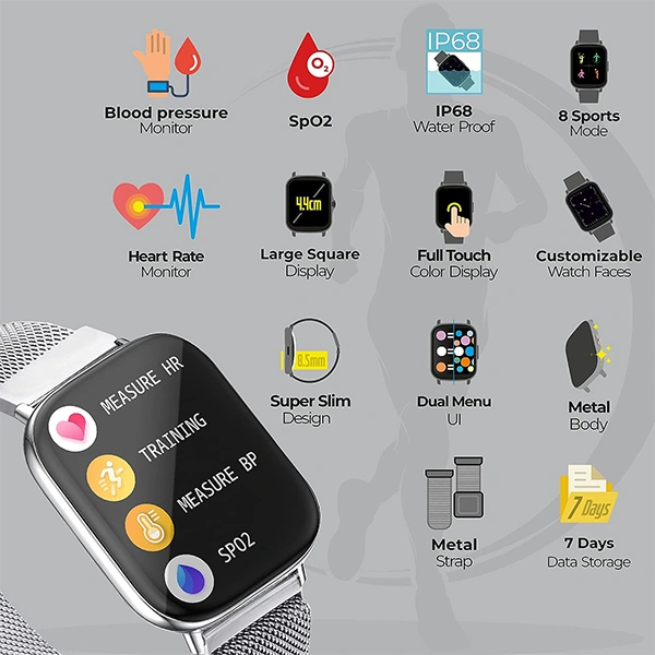 Zebronics ZEB-FIT5220CH Smart Fitness Watch With  IP68 Water Proof - Black, White