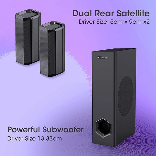 Zebronics ZEBRONICS ZEB-JUKE BAR 7400 PRO 5.1 channel soundbar with 6.5” subwoofer, 180W RMS
