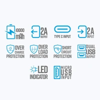 Zebronics Zeb-MB10000S2 Power Bank - Blue - Blue