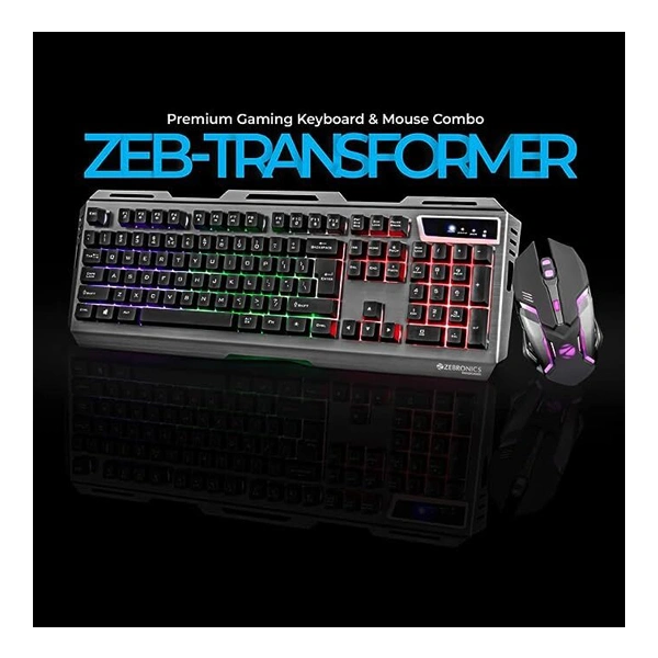 Zebronics Zeb-Transformer Gaming Keyboard and Mouse Combo (USB, Braided Cable) - Black