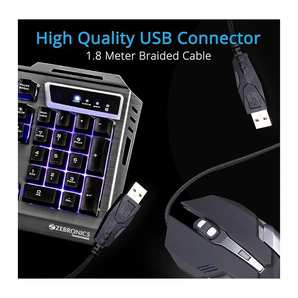 Zebronics Zeb-Transformer Gaming Keyboard and Mouse Combo (USB, Braided Cable) - Black