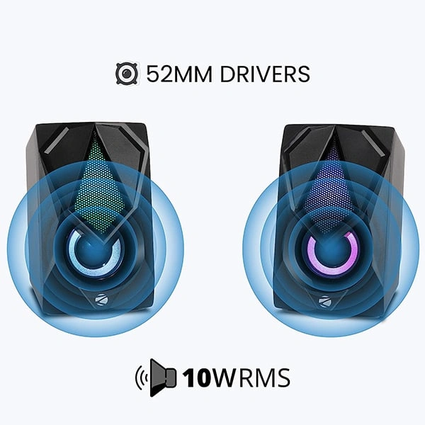 Zebronics Zeb-Warrior II 10 watts 2.0 Multimedia Speaker with RGB Lights