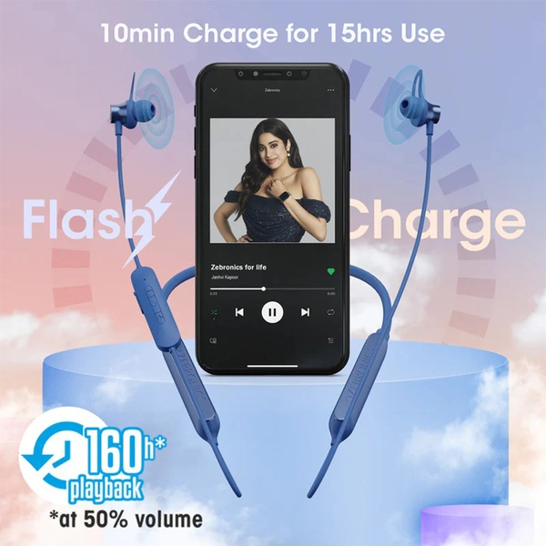 Zebronics ZEB-Yoga 6 Bluetooth Neckband - Blue - Blue