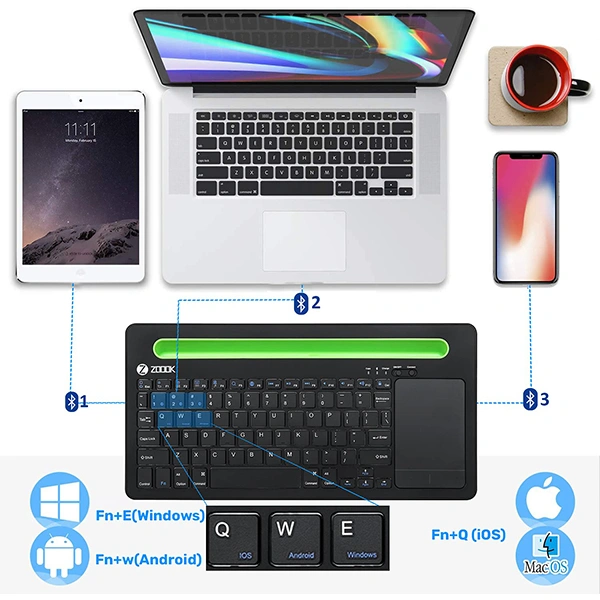Zoook Fingerpad Wireless Keyboard with Trackpad/Bluetooth Keyboard - White