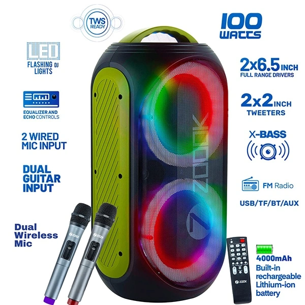 Zoook Rocker Show Stopper 100W Speaker With Two Mics