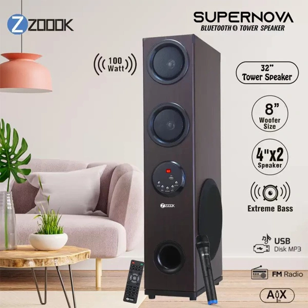 Zoook Supernova 100W Bluetooth Tower Speaker - Black