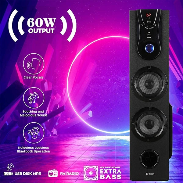 Zoook Tornado 60W Bluetooth Tower Speaker