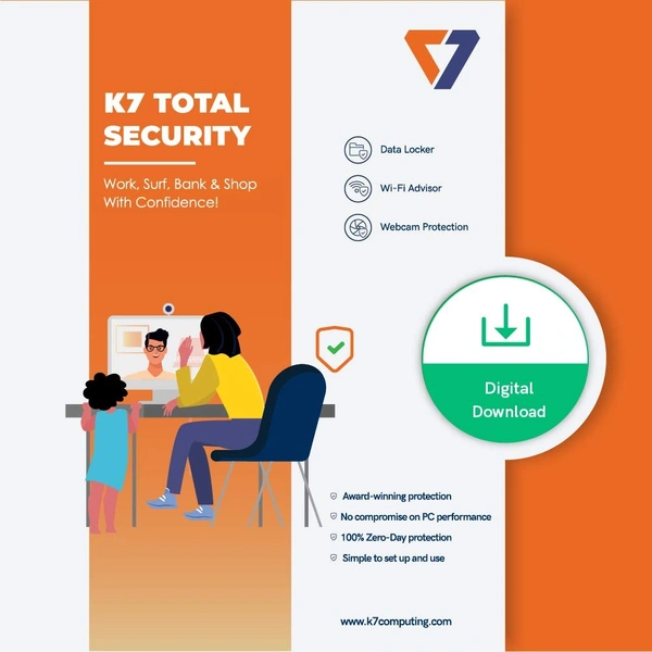 K7 2022 1 PC 1 Year Total Security (Email Delivery - No CD)  (Standard Edition)