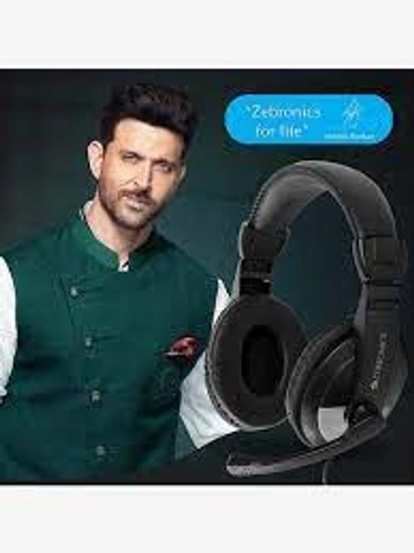 ZEBRONICS ZEB-200HM HEADPHONE WITH MIC Wired Headset  (Black, On the Ear)