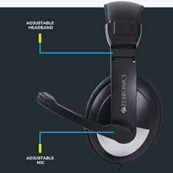 ZEBRONICS ZEB-200HM HEADPHONE WITH MIC Wired Headset  (Black, On the Ear)