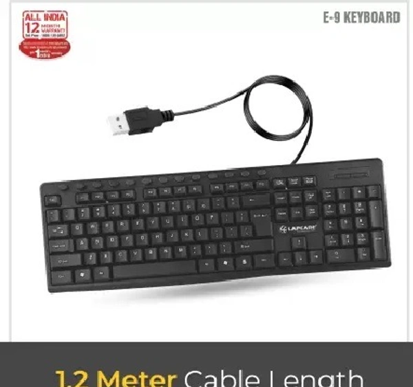 LAPCARE E9 Wired USB Multi-device Keyboard  (Black) - Black