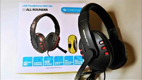 Zebronics Zeb-All Rounder Wired USB Headphone With Mic Black
