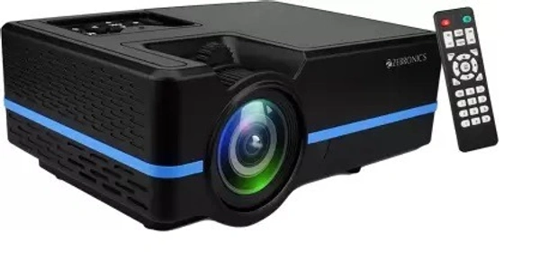 ZEBRONICS ZEB-LP2000M (2000 lm / Wireless / Remote Controller) Miracast||Built in Speaker Projector  (Black, Blue) - Black