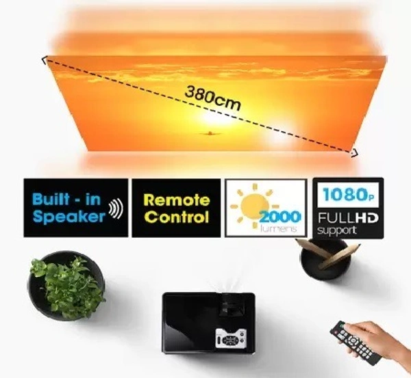 ZEBRONICS ZEB-LP2000M (2000 lm / Wireless / Remote Controller) Miracast||Built in Speaker Projector  (Black, Blue) - Black