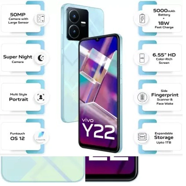 vivo Y22 (Metaverse Green, 128GB)  (6GB RAM) - Metaverse Green, 128gb, 8gb