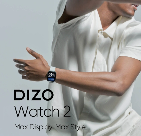 realme DIZO Watch 2 (by realme TechLife)  (White Strap, Free Size) - Black