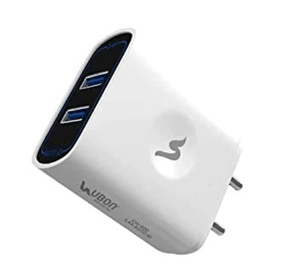 UBON Ubon CH-600 5 W 3.4 A Multiport Mobile Charger with Detachable Cable (White, Cable Included) - WHITE