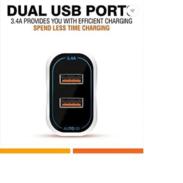 UBON Ubon CH-600 5 W 3.4 A Multiport Mobile Charger with Detachable Cable (White, Cable Included) - WHITE