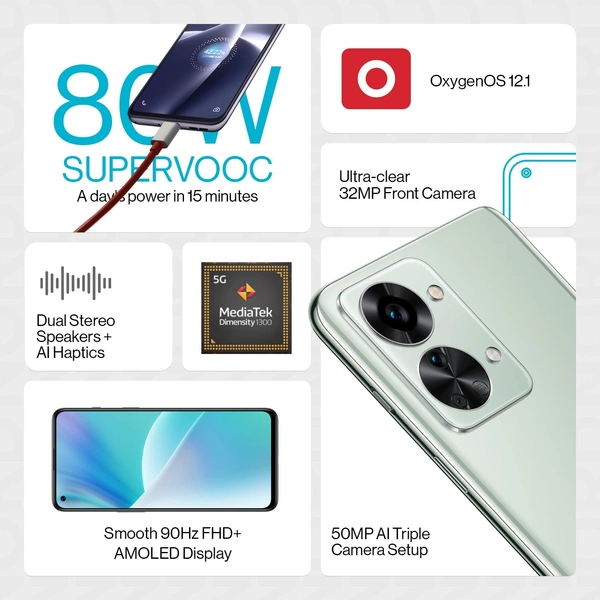 ONEPLUS OnePlus Nord 2T 5G  - Jade Fog, 128GB, 8GB