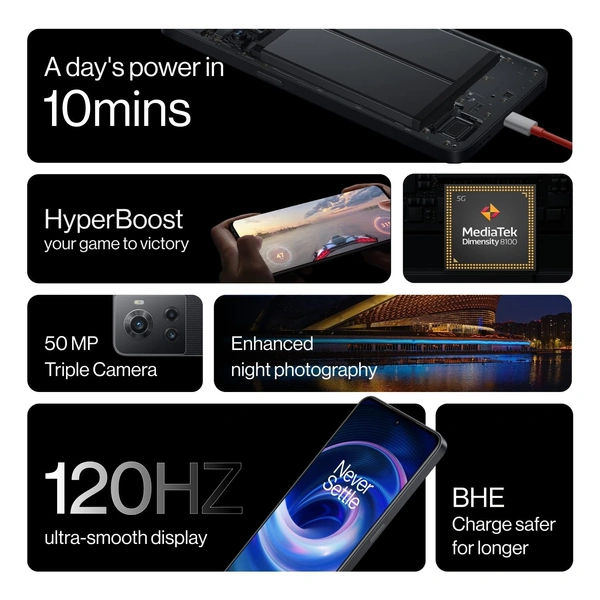 ONEPLUS  OnePlus 10R 5G (Sierra Black, 12GB RAM, 256GB Storage, 80W SuperVOOC) - Sierra Black, 256GB, 12GB